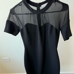 Sandro Black Short Sleeve Mesh Dress